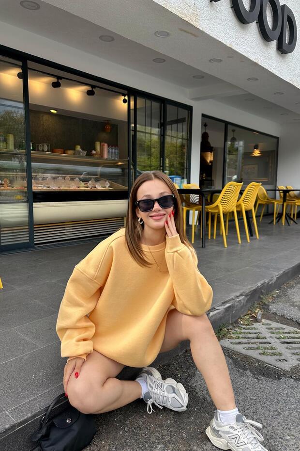 Ribanalı Basic Sweat Oranj - 1