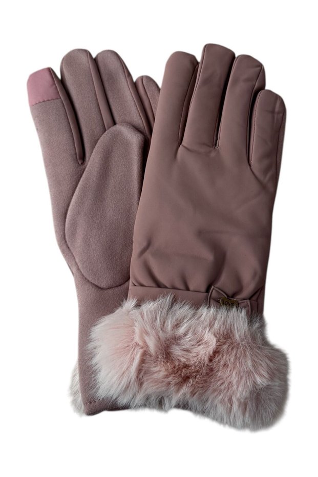 Winter Women's Waterproof Inner Surface Plush Faux Fur Gloves