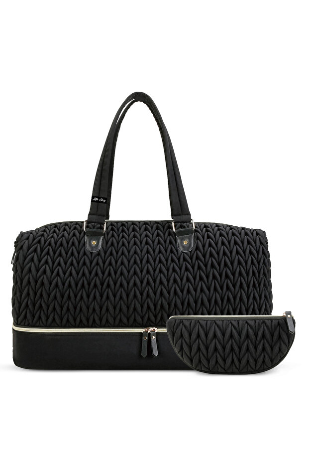 Luxe Knit Diaper Bag with Clutch - Black