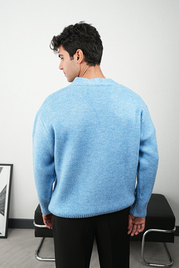 Düğmeli Oversize Hırka - 4