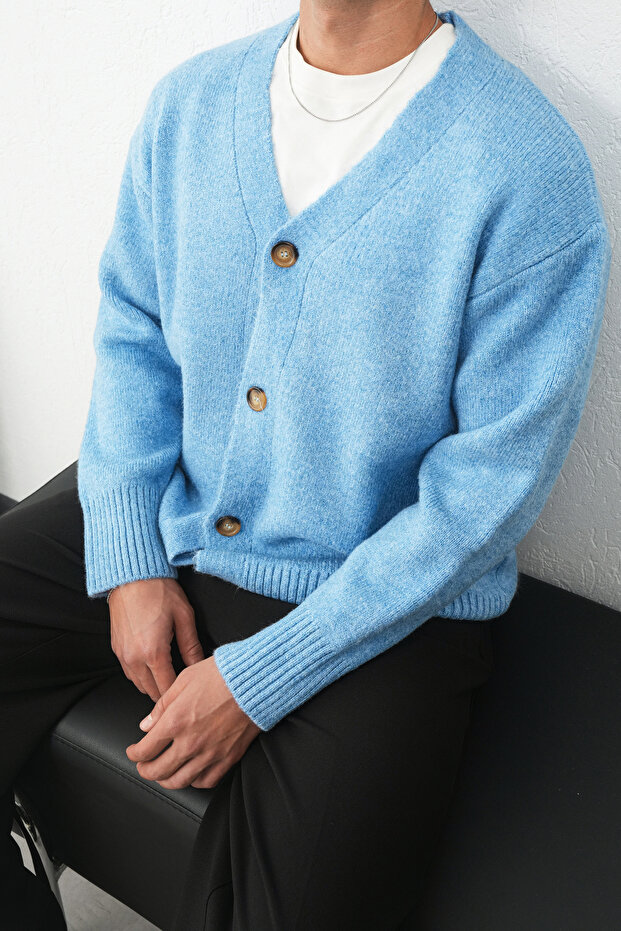 Düğmeli Oversize Hırka - 2