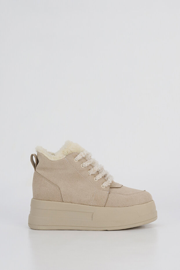 Frm 034 Fur Detail Lace up Boots