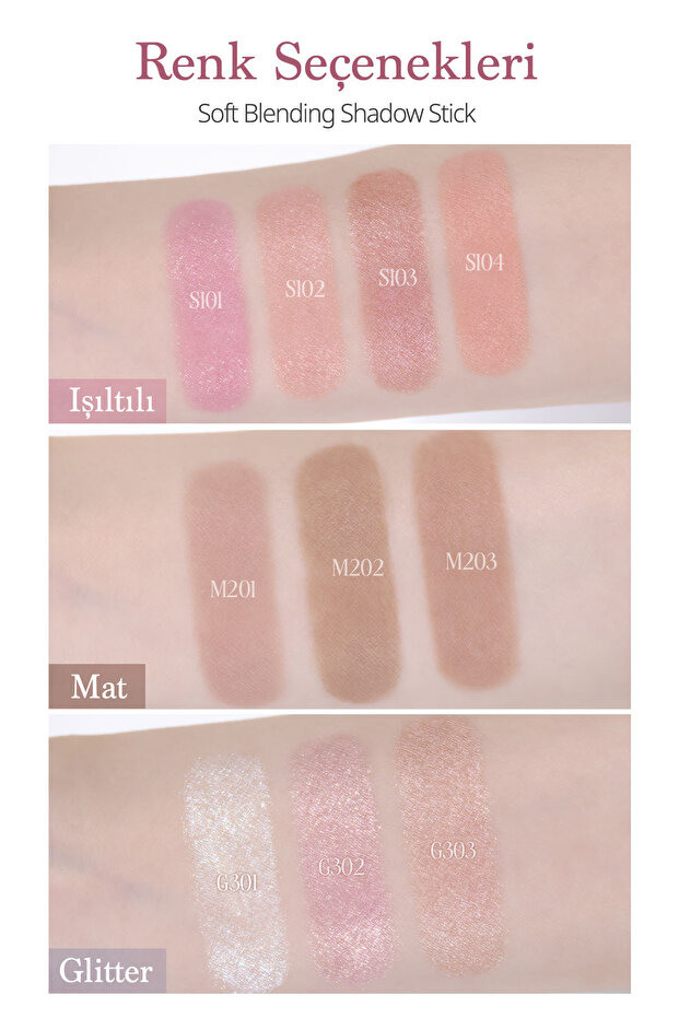 Kremsi, Kolayca Uygulanan ve Sabitlenen Fırçalı Kalem Far Soft Blending Shadow Stick (G301) - 5