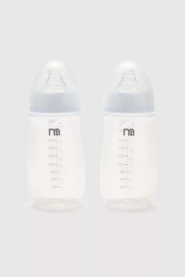 Wide-Neck 260ml Bottles with Anti-Colic Teats - 2 Pack