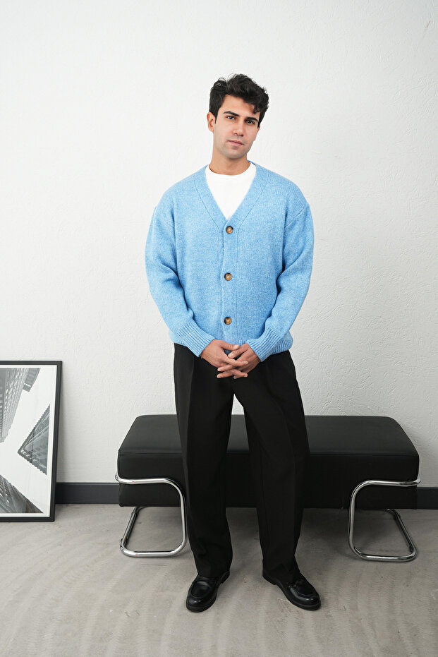 Düğmeli Oversize Hırka - 3