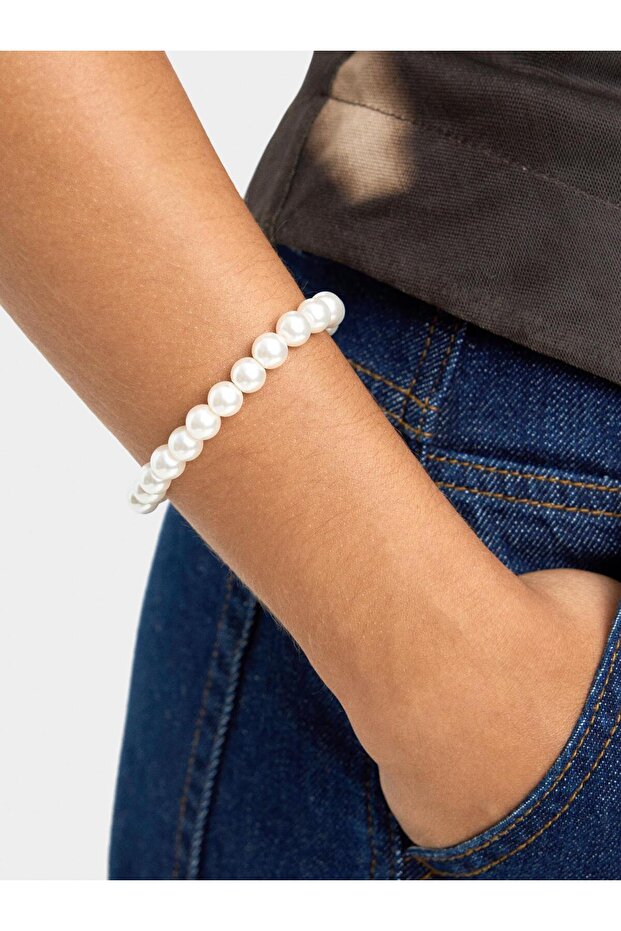İnci Görünümlü Elastik Bileklik - 1
