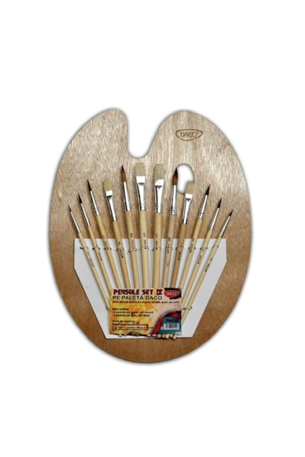 Set 12 pensule pe placa de lemn