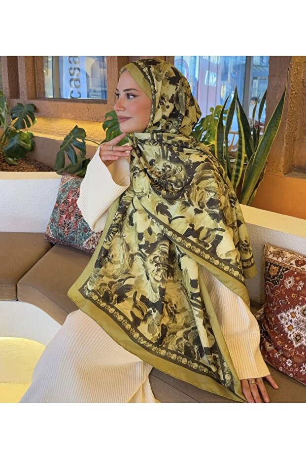 Mineleşarp Autumn Color Tones Soft Pattern Transition Cotton Shawl - 4