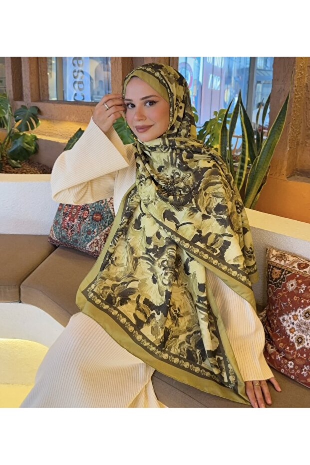 Mineleşarp Autumn Color Tones Soft Pattern Transition Cotton Shawl - 1