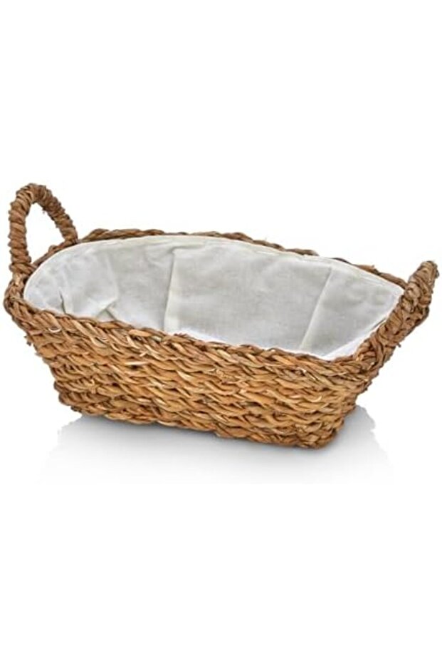 Handmade Wicker Handle Multi-Purpose Decorative Rectangular Basket, Wicker Handle Bread Basket (27X18X8Cm) - 2