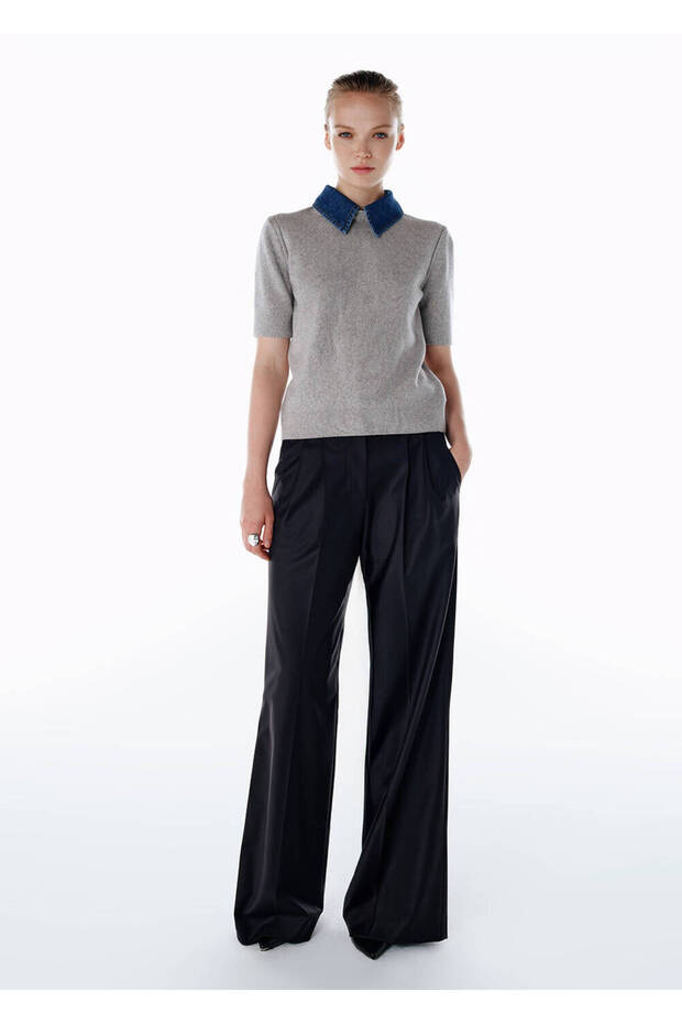 High Waist Wool Pants Black