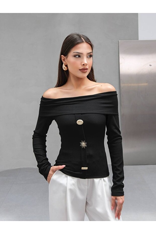 MADONNA YAKA ÜÇ DÜĞMELİ BLUZ - 6