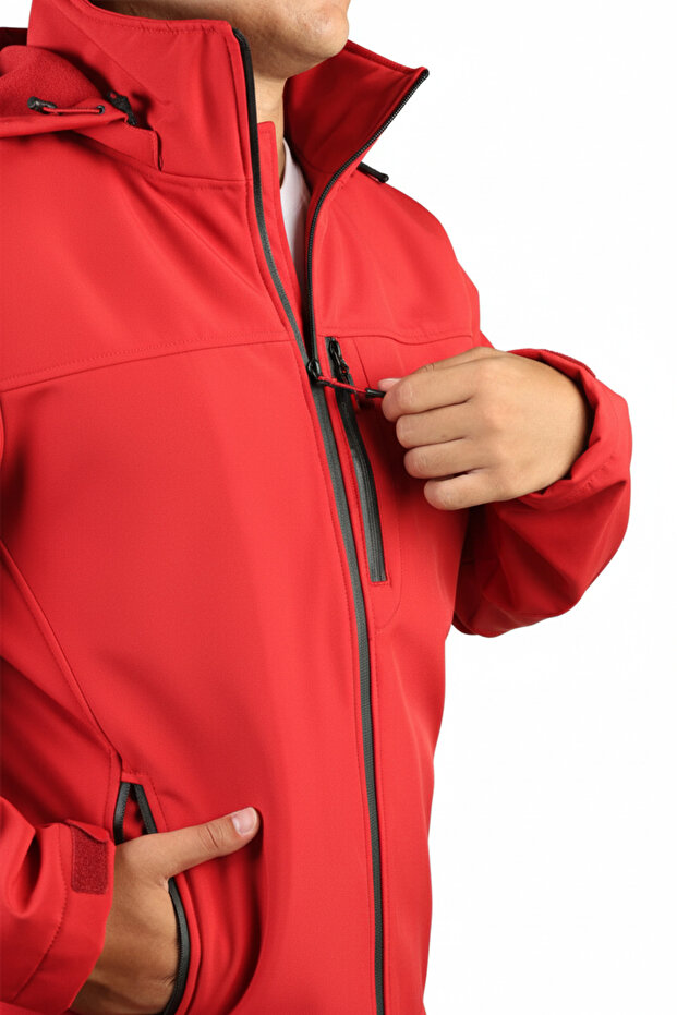 Kapüşonlu Softshell Mont - 1