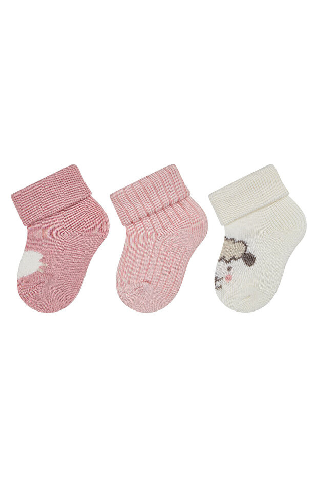 جوارب من 3 قطع لحديثي الولادة على شكل خروف - 1