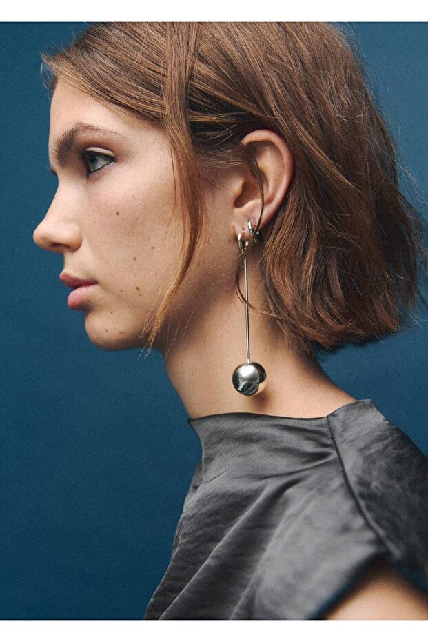 Kırışık görünümlü saten elbise - 7