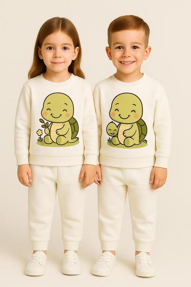 Single-Item Children's Crew Neck Turtle Printed, Sweat Fabric 3 4 5 6 7 8 9 10 11 12 Years Old