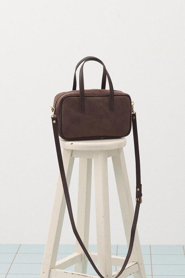 Suede Shoulder Bag Bitter Brown
