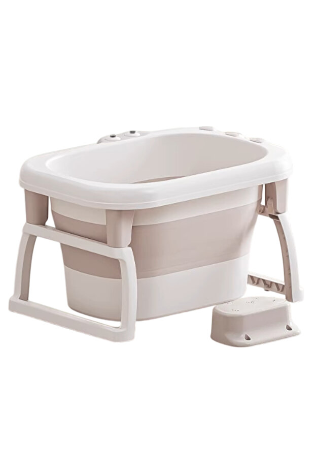 - Baby Foldable Bath Tub With Seat Support - Coffee