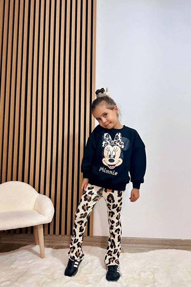 Minne Leopar Detaylı Taytlı Takım - Kız Çocuk - 6