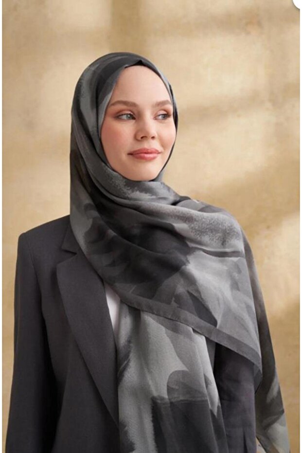 Weasel Patterned Shawl 3381-Grey - 1