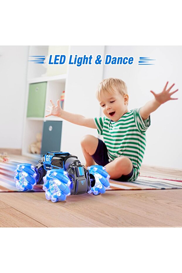 4WD 2.4GHz Gesture Sensing 360° Rotating RC Stunt Car (Blue)