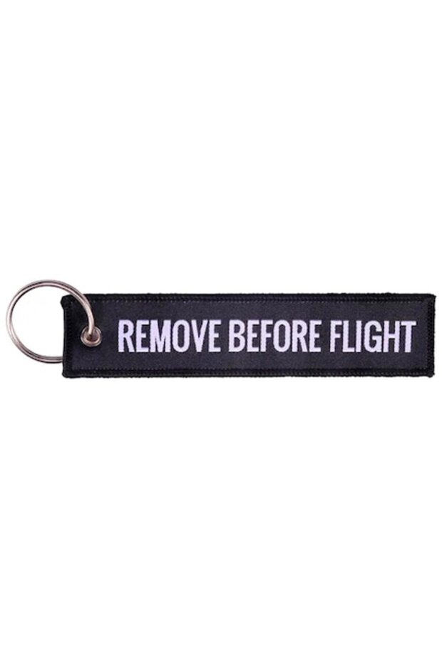 Car & Motorcycle Keychain, Black "Remove Before Flight"