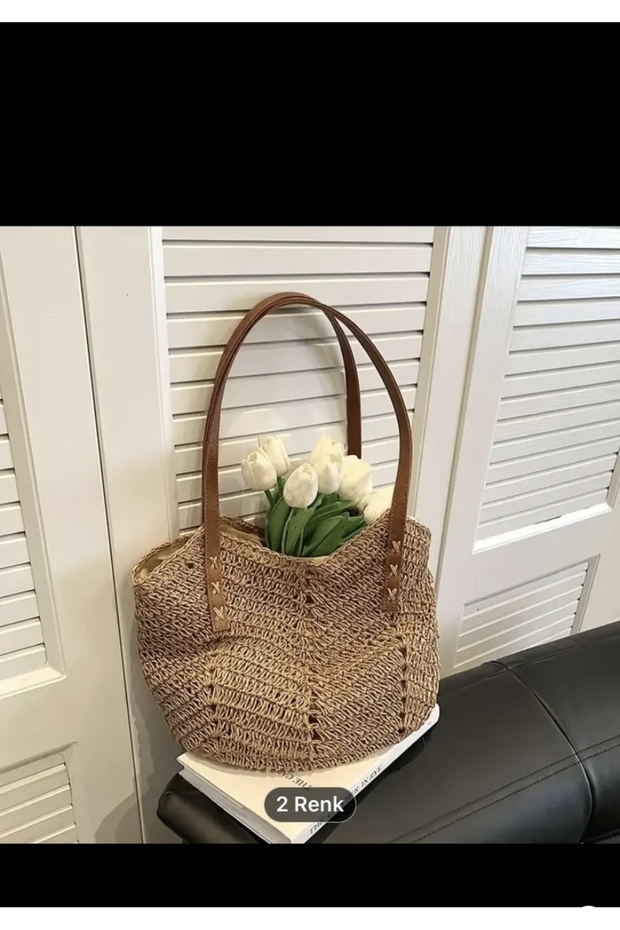 Hasır çanta lale modeli - 1