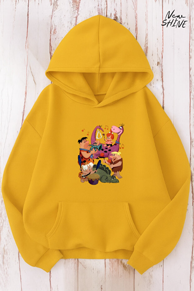 Cartoon Character Printed Hooded Sweatshirt