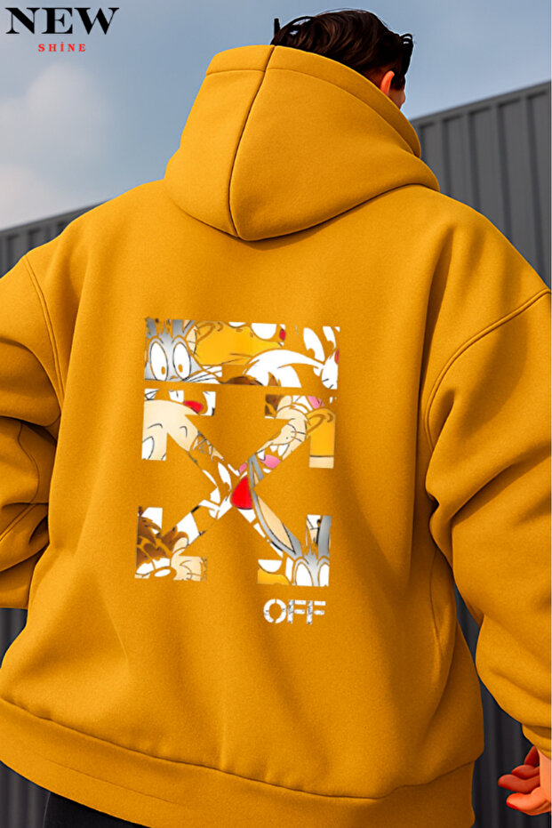 Cartoon Character Printed Hooded Sweatshirt