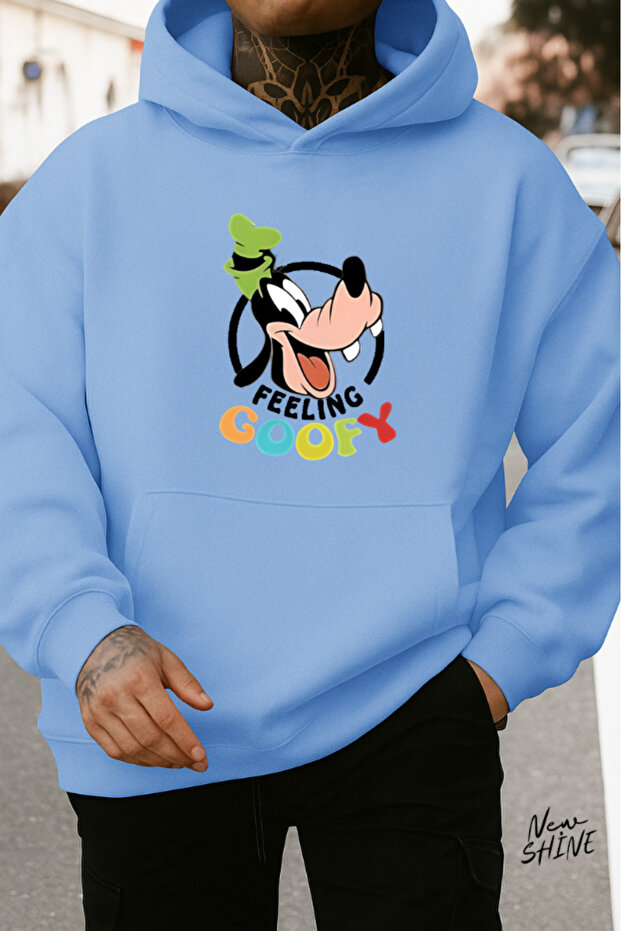 Cartoon Character Printed Hooded Sweatshirt