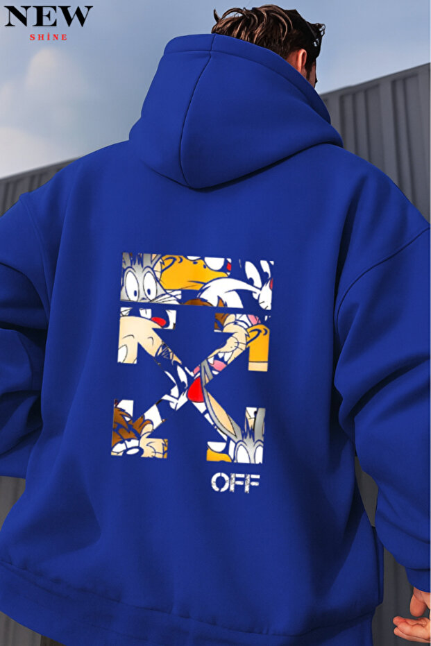 Cartoon Character Printed Hooded Sweatshirt