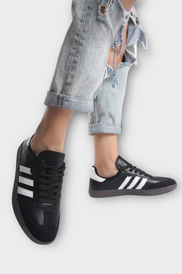 Women's Comfortable Lightweight Sports Shoes Black - White