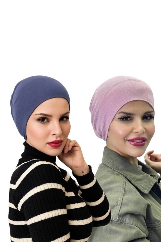 2 Pcs Hijab Elastic Non-Slip Seamless Snap-On Sea Cap Practical Cap - 1
