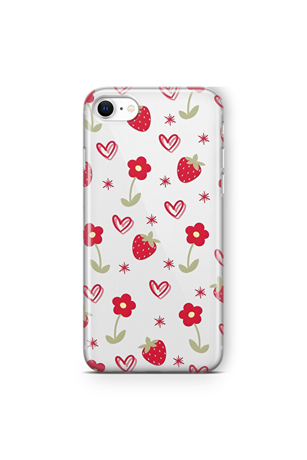 iPhone 6 Plus / 6S Plus Strawberry and Heart Pattern Transparent Phone Case - 1