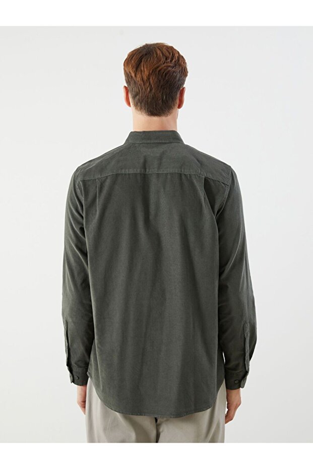 LCWAIKIKI Classic Regular Fit Uzun Kollu Kadife Erkek Gömlek - 7