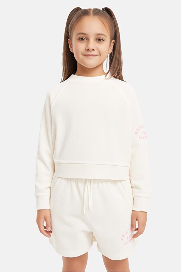 Kids Girl 2 Pieces Graphic Print Pyjamas Set, White