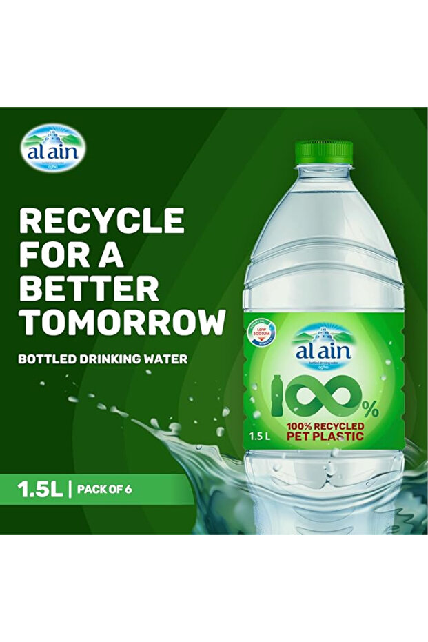Recycled PET Bottled Water 1.5 L x 6 – Pack