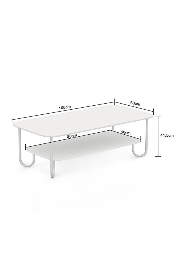 100*50*41.5cm Coffee Table With Double Layer MDF With Large Storage Capacity Open Shelf - 2