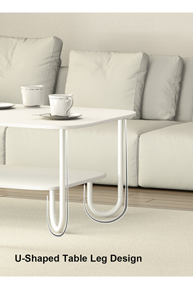 100*50*41.5cm Coffee Table With Double Layer MDF With Large Storage Capacity Open Shelf - 5