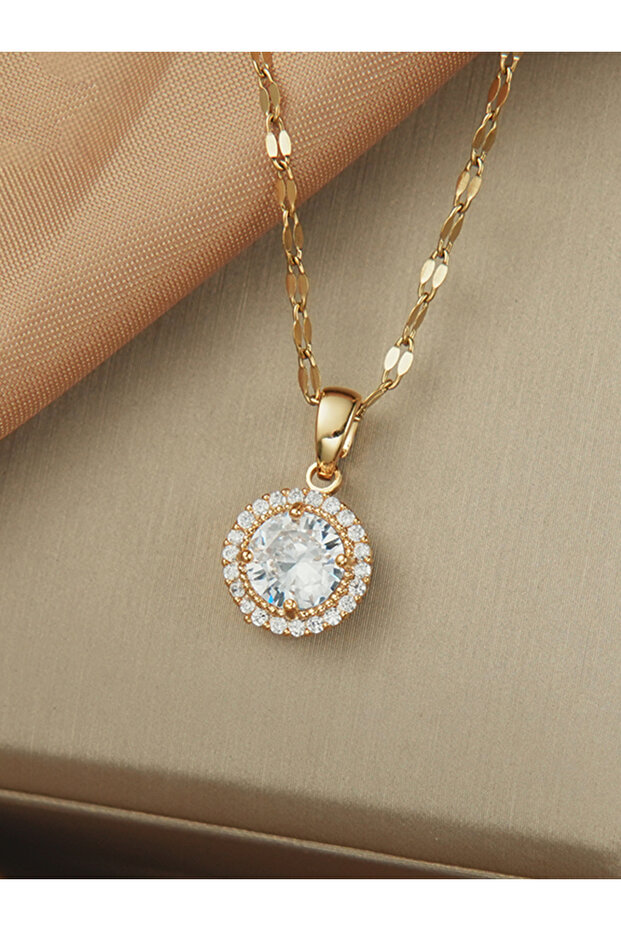 Circle Embellished Drop Necklace