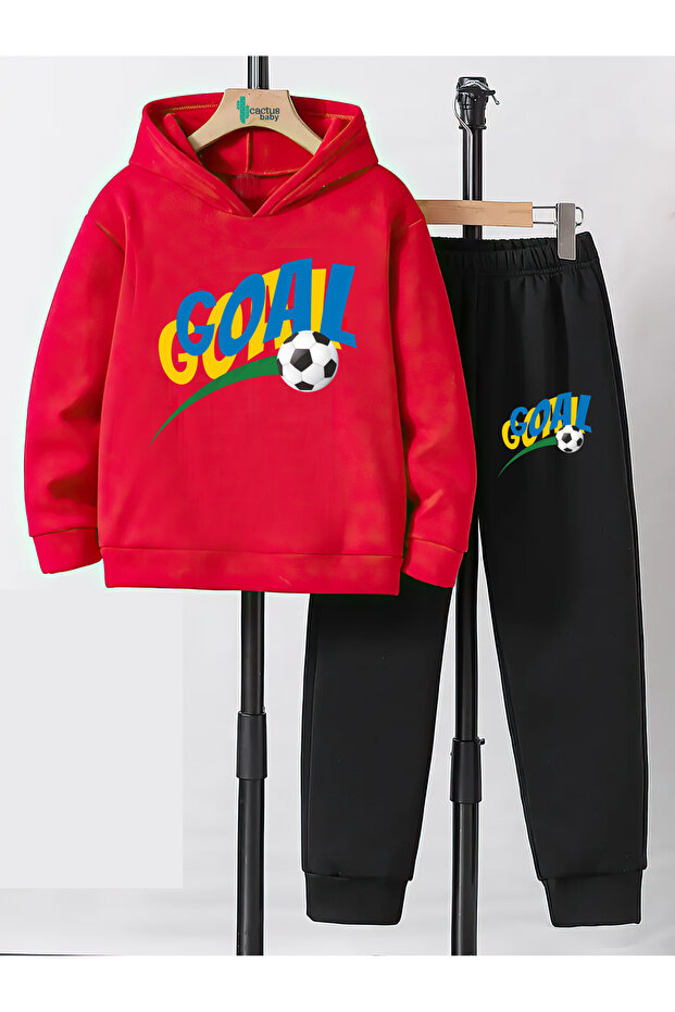 Hooded Sweatshirt Children's Bottom Top Set 3 Thread Cotton Football