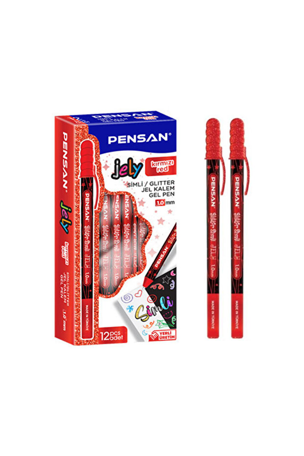 Glitter Gel Ballpoint Pen 1.0 mm Pack of 12 New Design