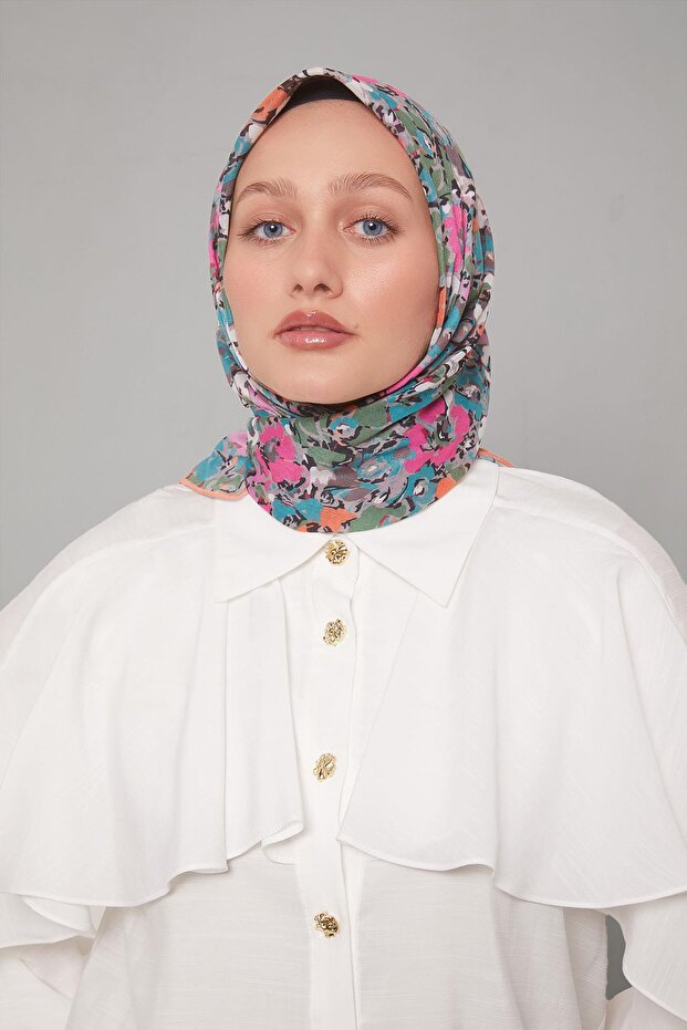 Salmon Clover Pattern Soft Scarf - 2