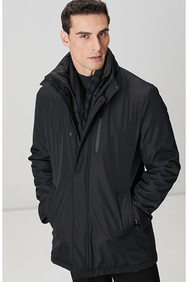 Siyah Dik Yaka Casual Kaban - 2