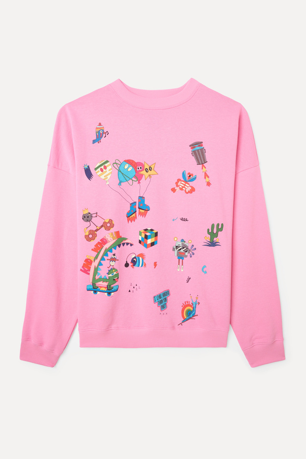 BASKILI BİSİKLET YAKA SWEATSHIRT - 5