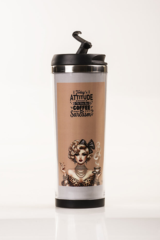 360 ml Steel Thermos Mug – Designed by Coffee Lady, Steel Inner Chamber, Hot and Cold Beverage Cup