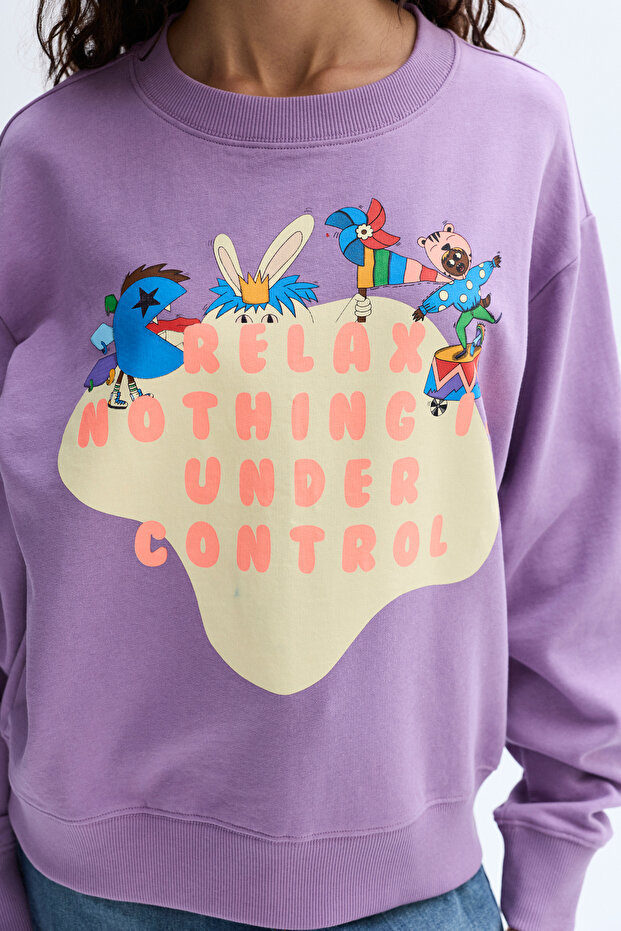 BASKILI BİSİKLET YAKA SWEATSHIRT - 3