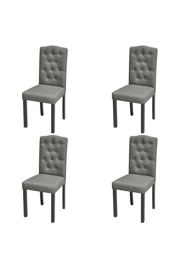 4 Dining Chairs Fabric Upholstery Dark Grey