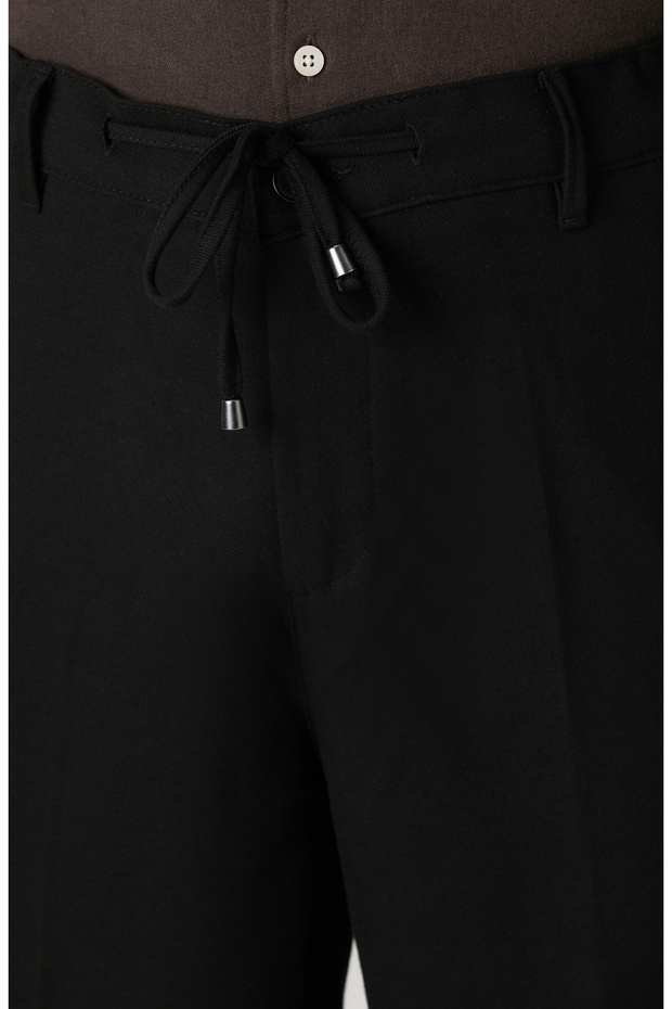 Siyah Dokuma Pantolon - 5