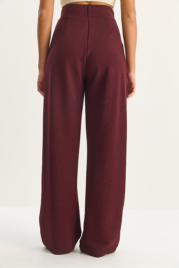 Kadın Yüksek Bel Dökümlü Cep Detaylı Piliseli Pantolon 1012 60283578 - 7